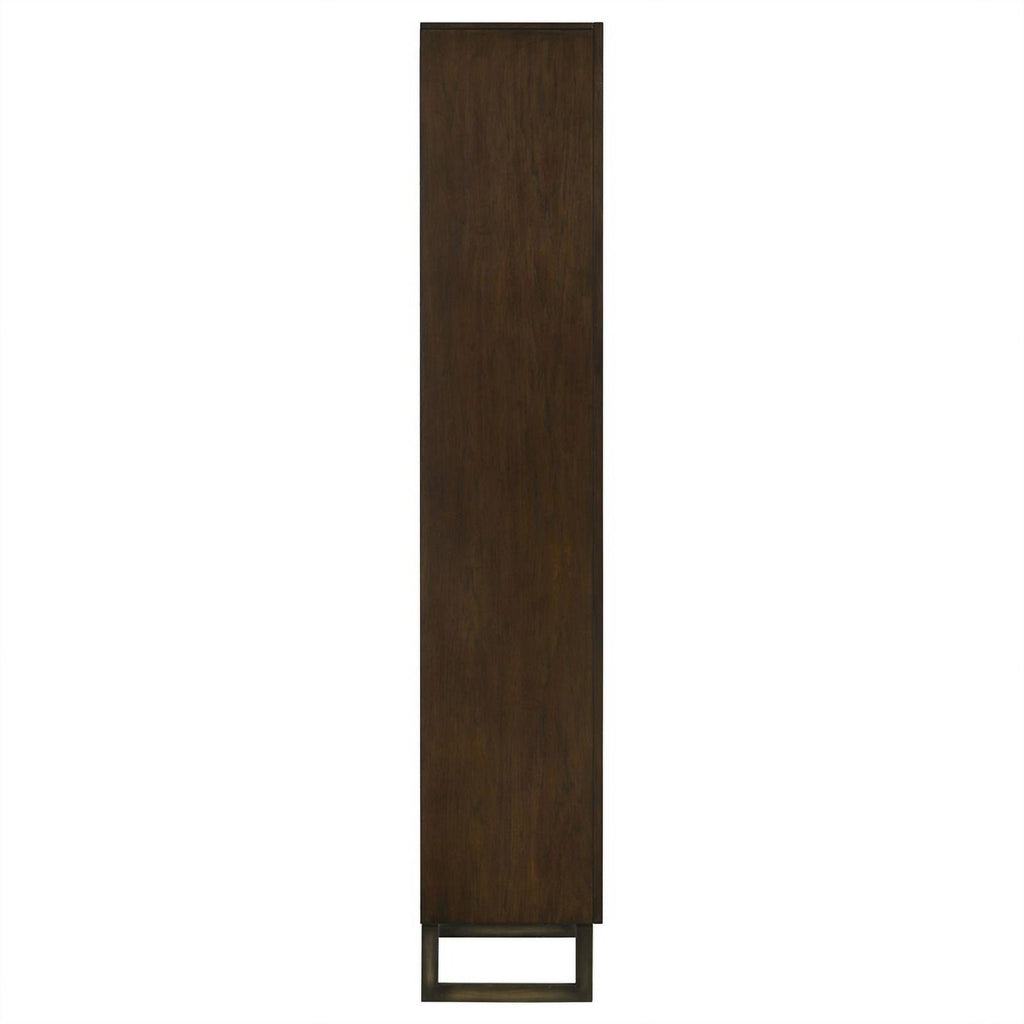 4-shelf Wood Bookcase Dark Walnut and Gunmetal Q927848