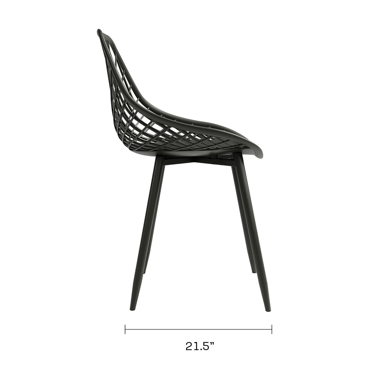 Black Plastic and Steel Dining Chair 2 Piece Set J533163