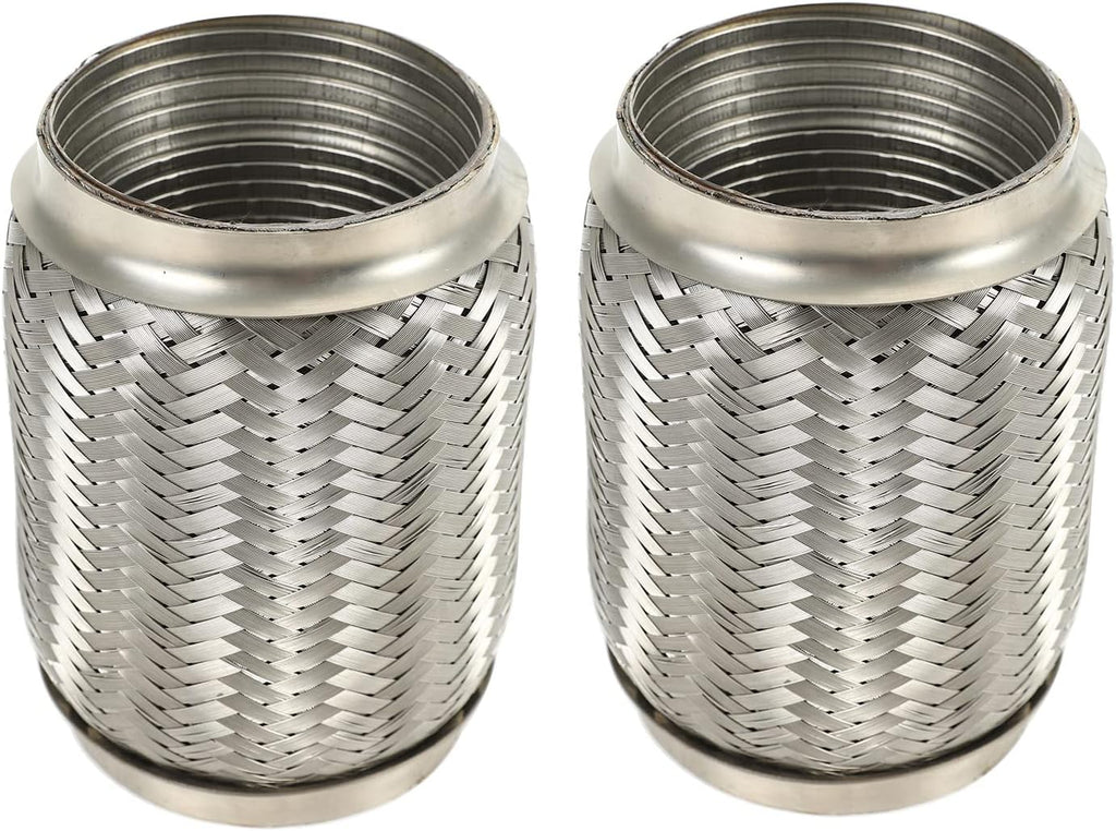 2PCS Stainless Steel Exhaust Flex Pipe Double Braid 3.5" x 6" Long Heavy Duty R86728