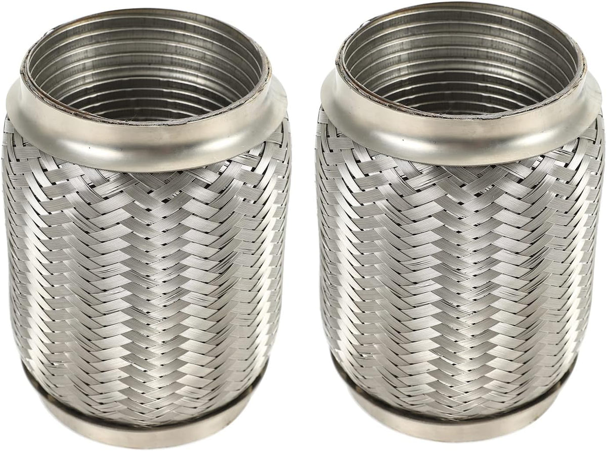 2PCS Stainless Steel Exhaust Flex Pipe Double Braid 3.5" x 6" Long Heavy Duty R86728