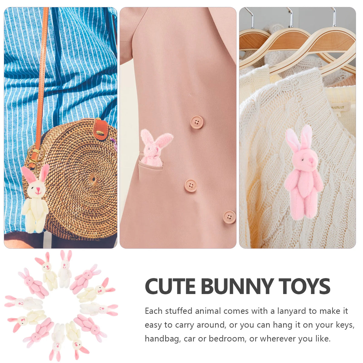45 Pcs Mini Rabbit Plush Toy Car Accessories F546071
