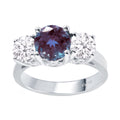 Three Stone Ring with Alexandrite and Moissanite N4118