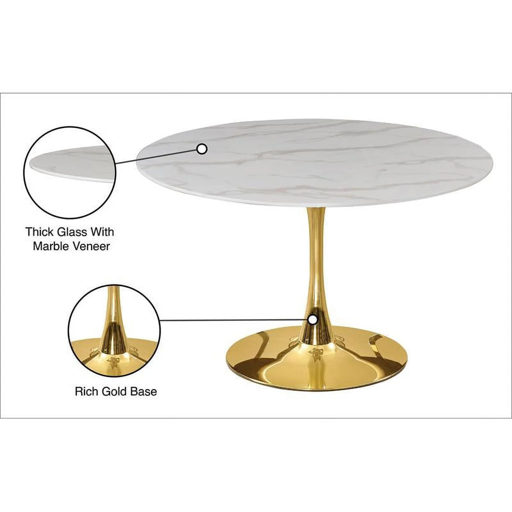 Gold Base Faux Marble Top Dining Table G330