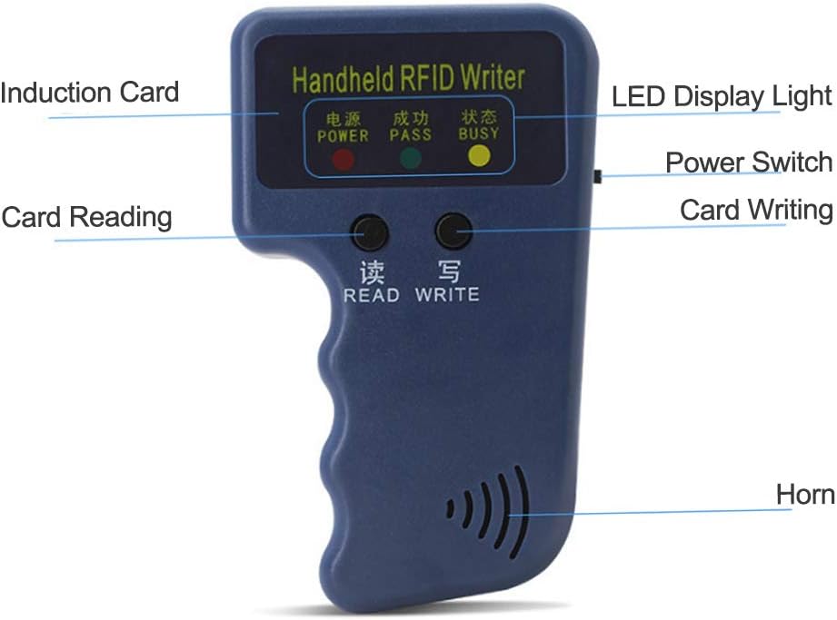 Handheld RFID Card Copier 125KHz ID Duplicator Reader Writer with 5Pcs Writable Keychain and 5Pcs Writable Card I97660