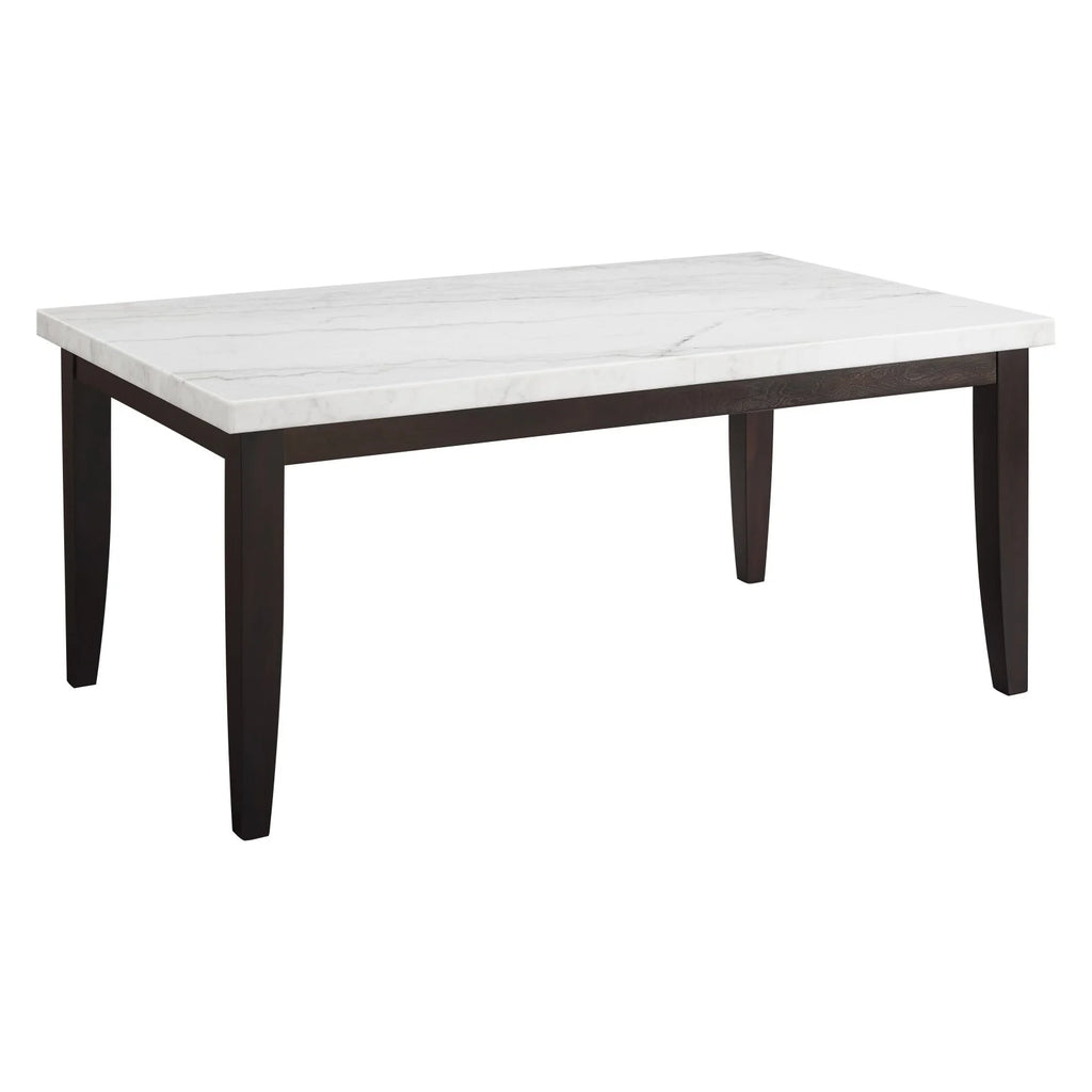 Rectangular Dark Cherry and White Marble Top Dining Table Z508