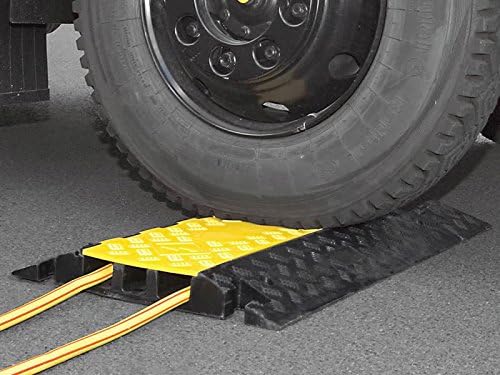 Heavy Duty Cable Protector Ramp 1 Channel 38.5" Long Black Yellow U552945