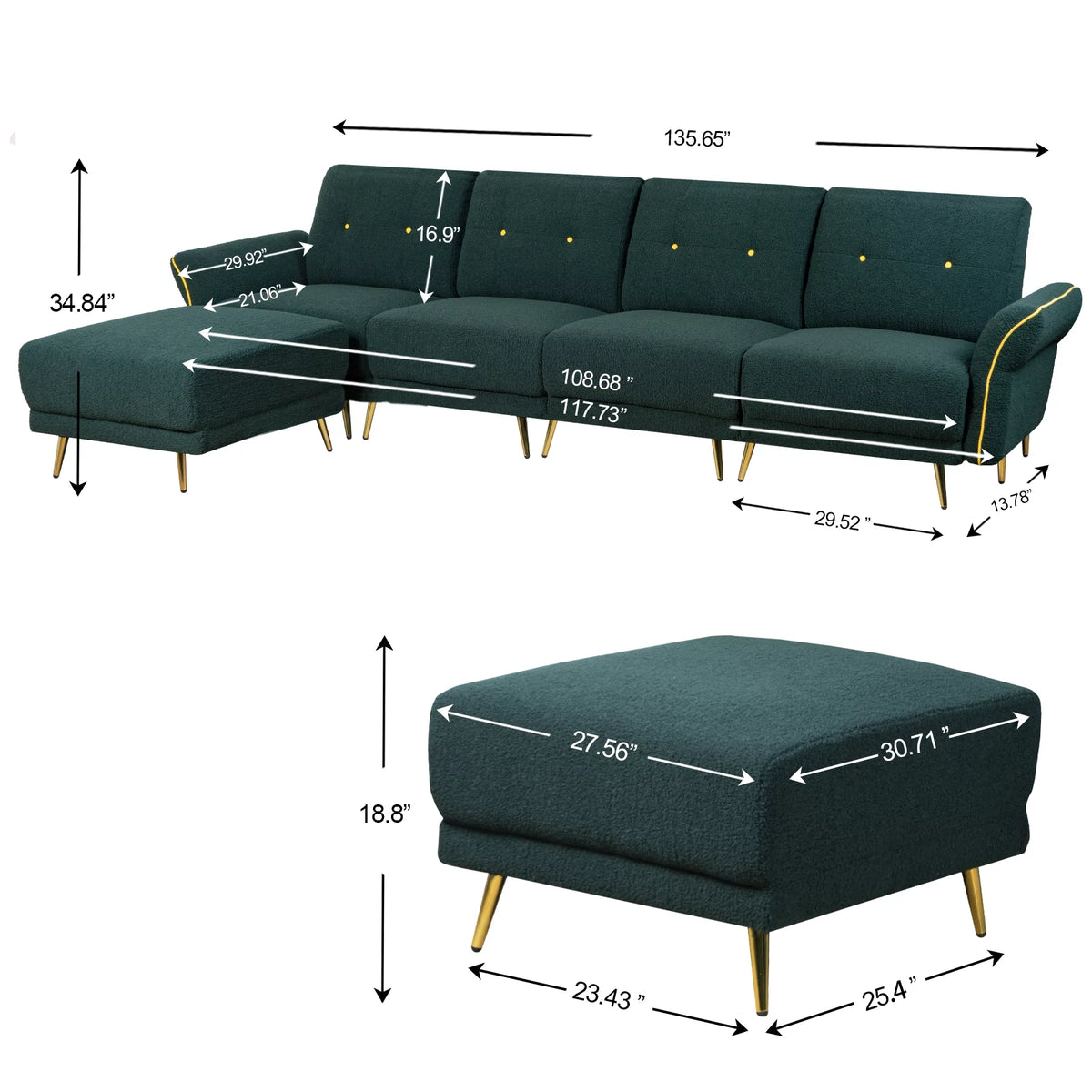 Sherpa Modular Sectional Sofa with Ottomans and Chaise I476910