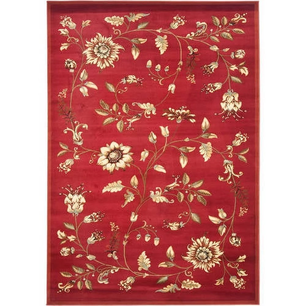 Red Multi Floral Border Area Rug 8'9" x 12' S716