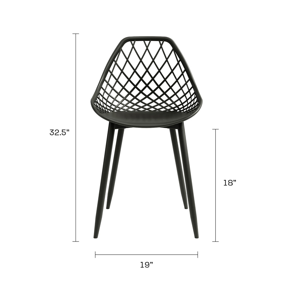 Black Plastic and Steel Dining Chair 2 Piece Set J533163