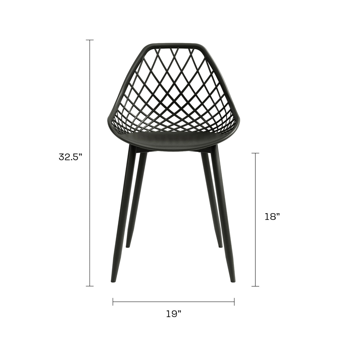 Black Plastic and Steel Dining Chair 2 Piece Set J533163