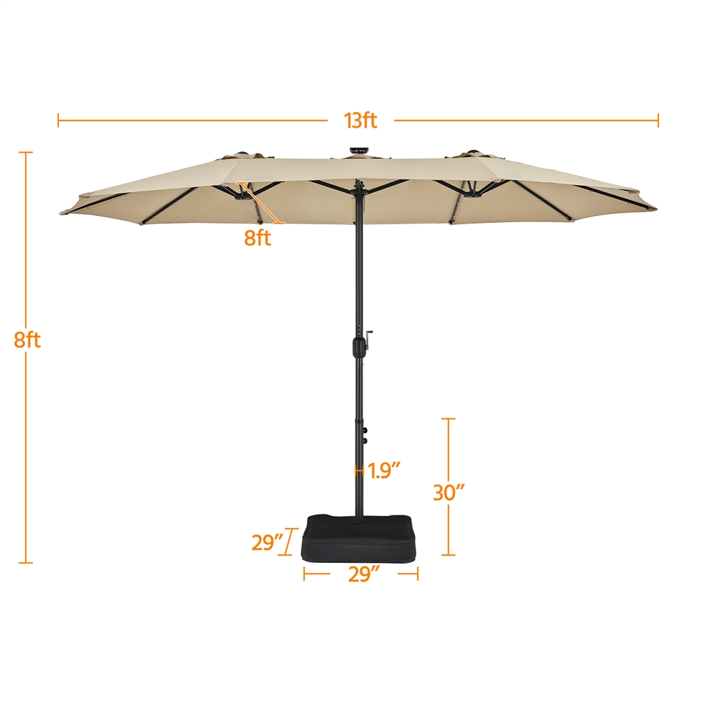 Tan 13ft Patio Umbrella with Solar Lights J602