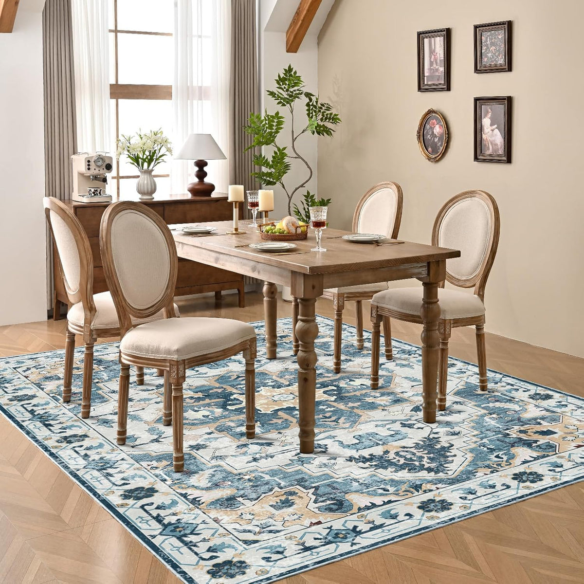 8x10 Blue Non Slip Low Pile Area Rug I19498