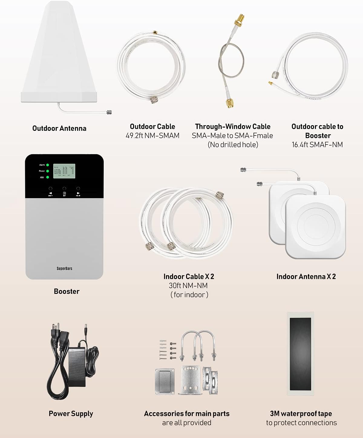 Cell Phone Signal Booster with 2 Indoor Antennas Y65776