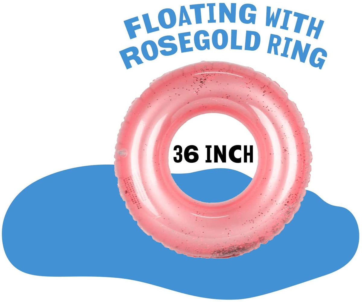Rose Gold Inflatable Pool Floats Rings, 36 Inch N1086