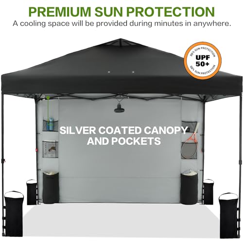 10'x10' Pop Up Canopy Tent with 1 Sidewall and 6 Pockets, White O9971