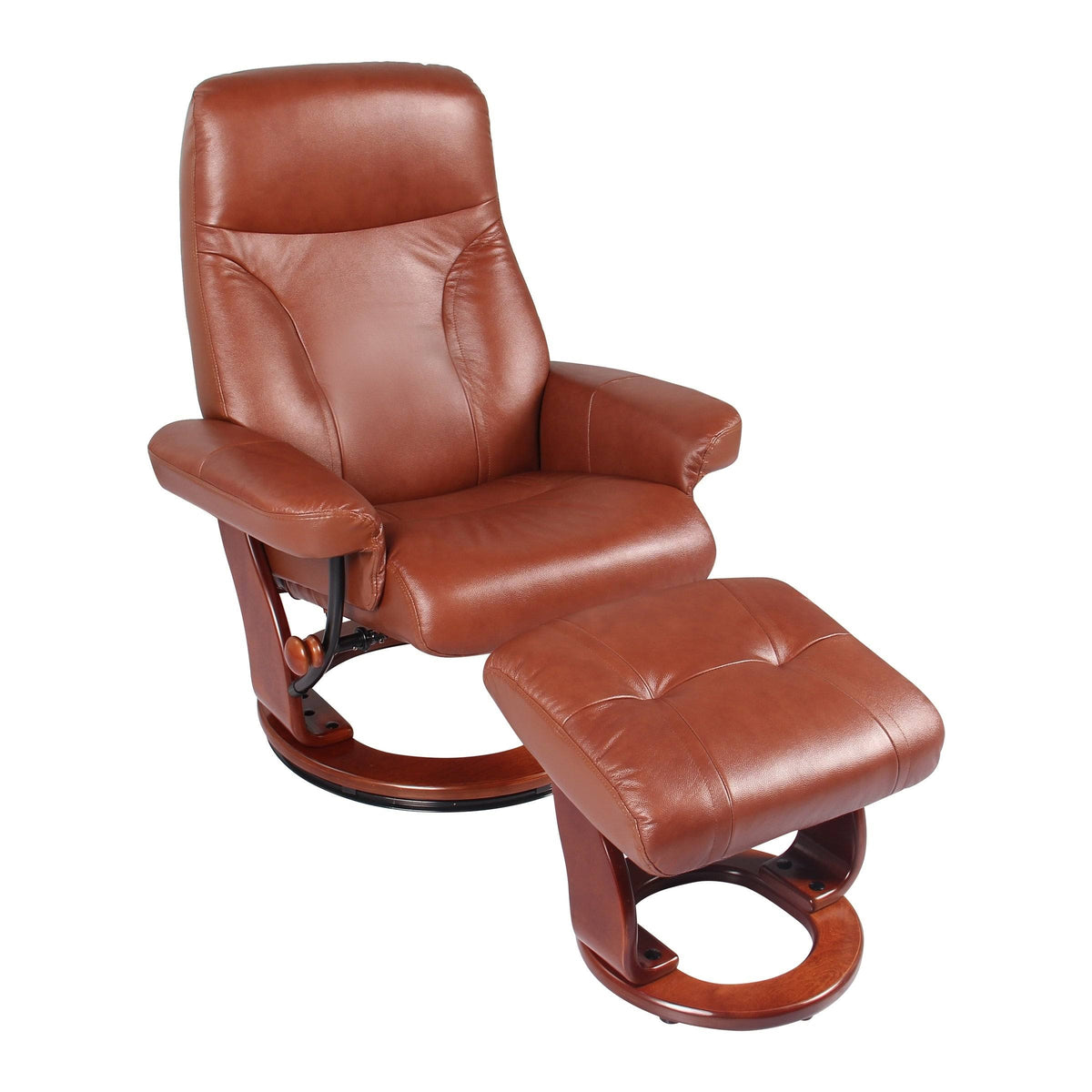 Taupe Leather Recliner and Ottoman X6581