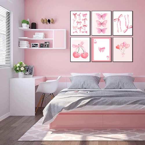 6pcs Pink Canvas Wall Art Prints Unframed Z241