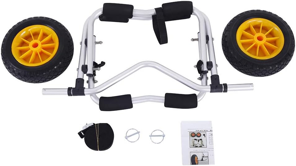 Silver Aluminum Alloy Canoeing Trailer Cart Pack of 2 I916690