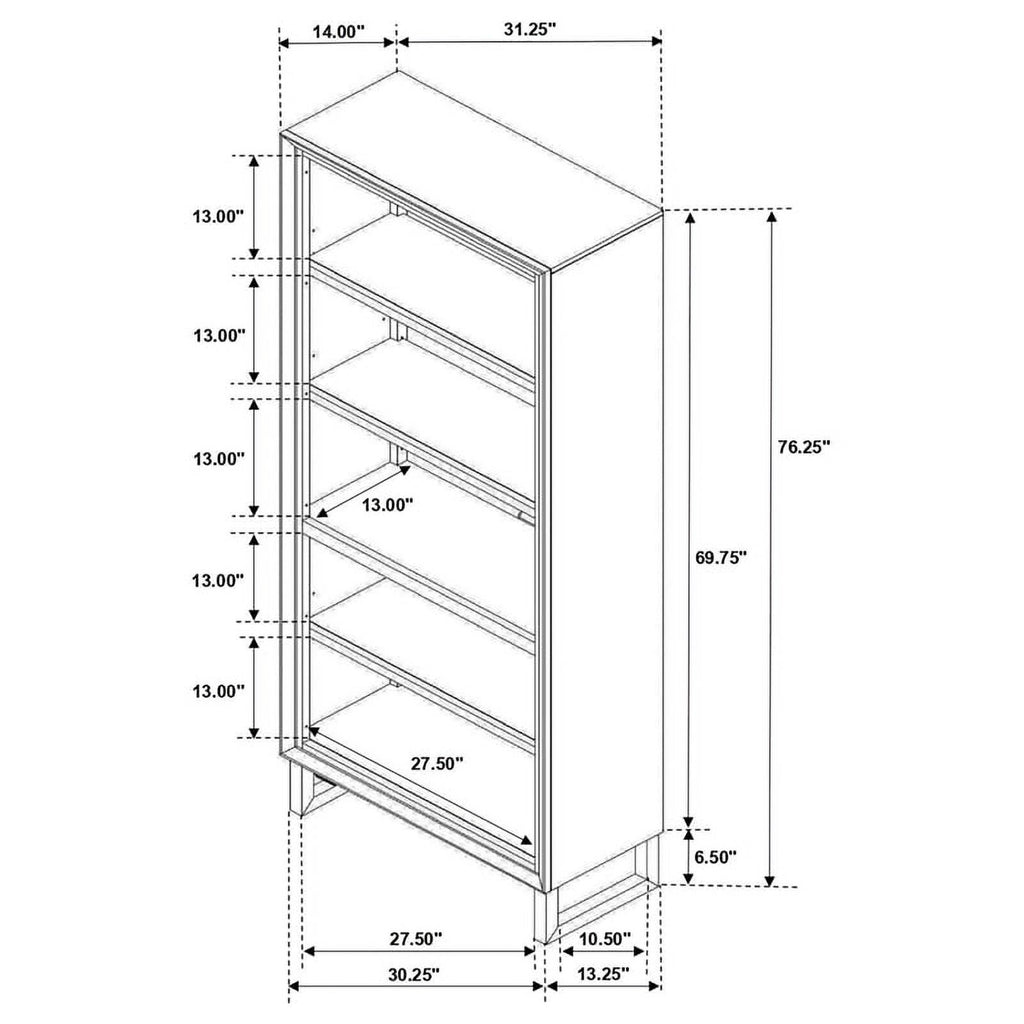 4-shelf Wood Bookcase Dark Walnut and Gunmetal Q927848