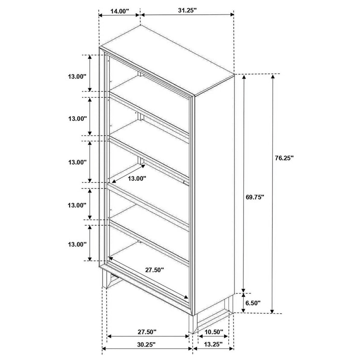 4-shelf Wood Bookcase Dark Walnut and Gunmetal Q927848