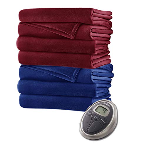 Queen Size Velvet Plush Heated Blanket with 2 Digital Controllers D726419