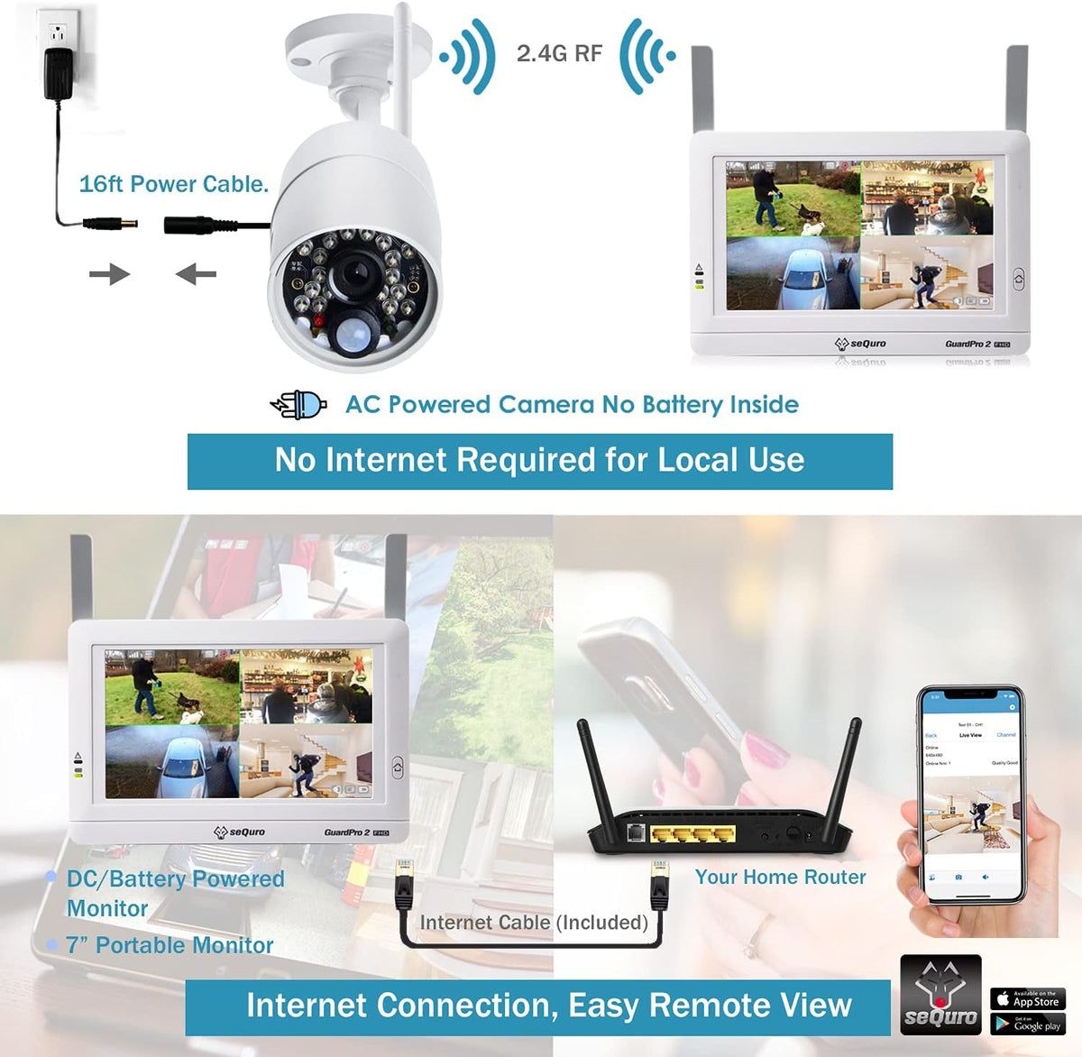 Wireless Security Camera System with Monitor, 1080P Night Vision T6327