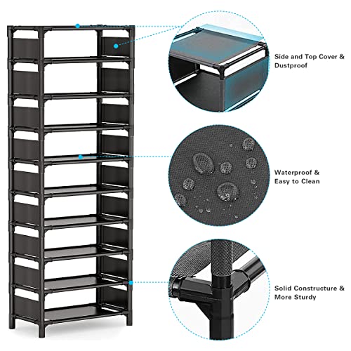 10 Tiers Black Shoe Rack K341552