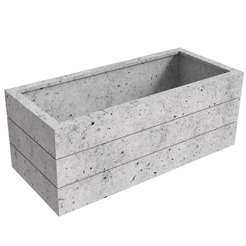 Rectangular Fiberstone and Clay Planter with Drainage Holes (Brown) C245136