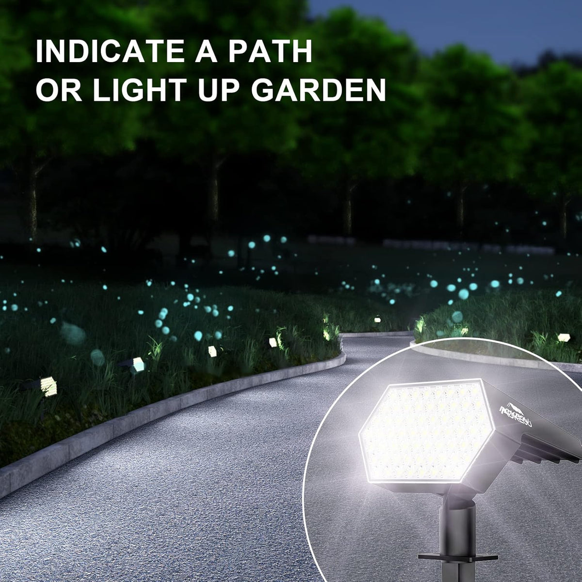 Solar Landscape Spotlights Outdoor, 4 Modes LED Waterproof Wall Light O8448