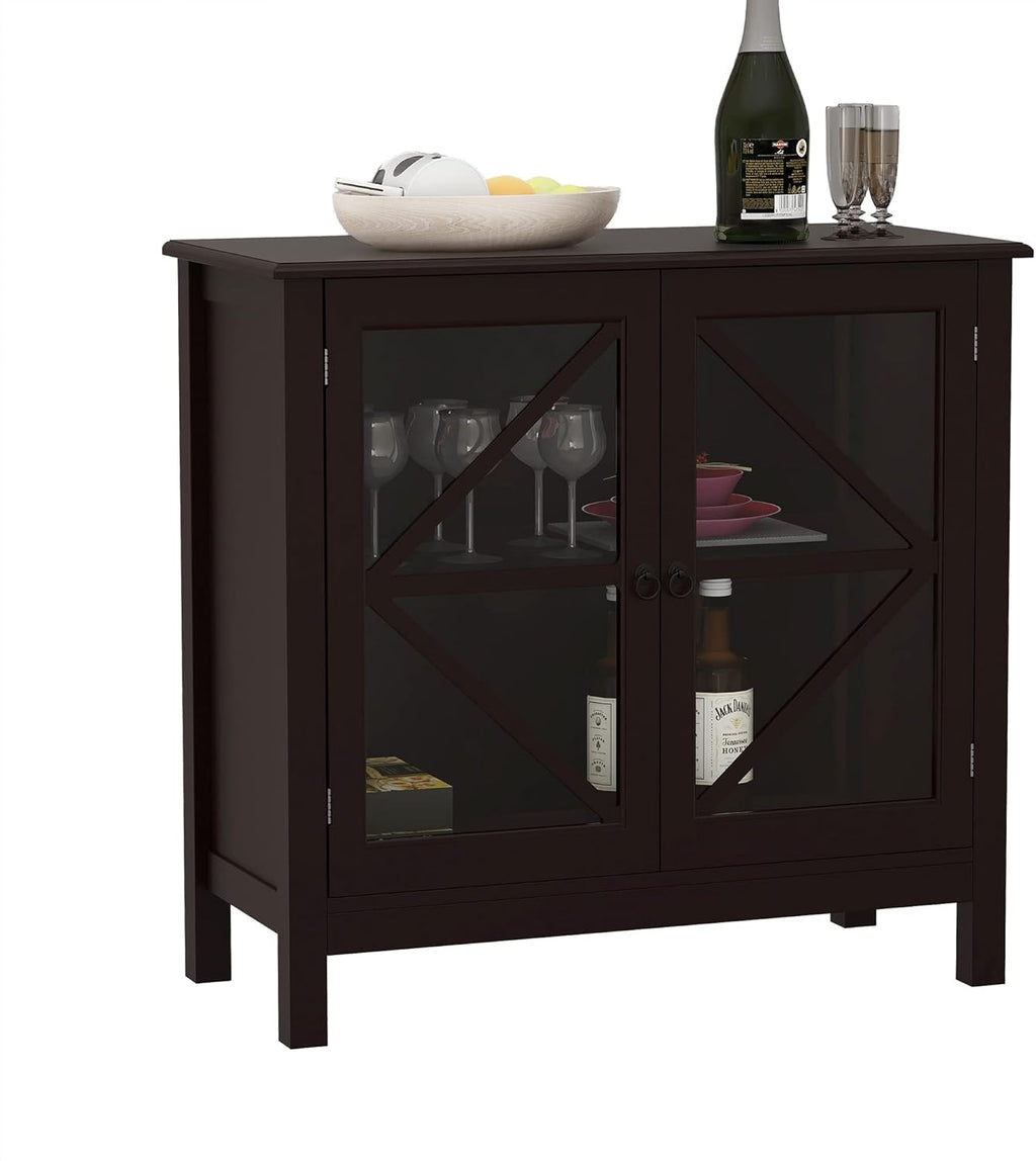 Kitchen Storage Sideboard Buffet Server Cabinet with 2-Door Adjustable Shelf and Open Shelf J9378