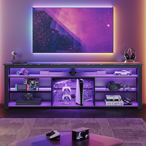Carbon Fiber Black TV Stand with Storage R63189