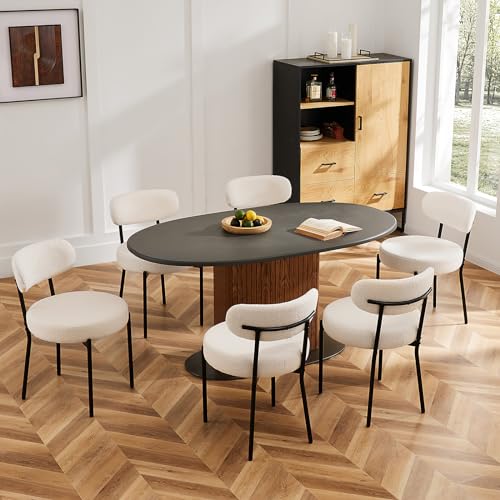 Boucle Upholstered Dining Chairs Set of 2 Grey M502003
