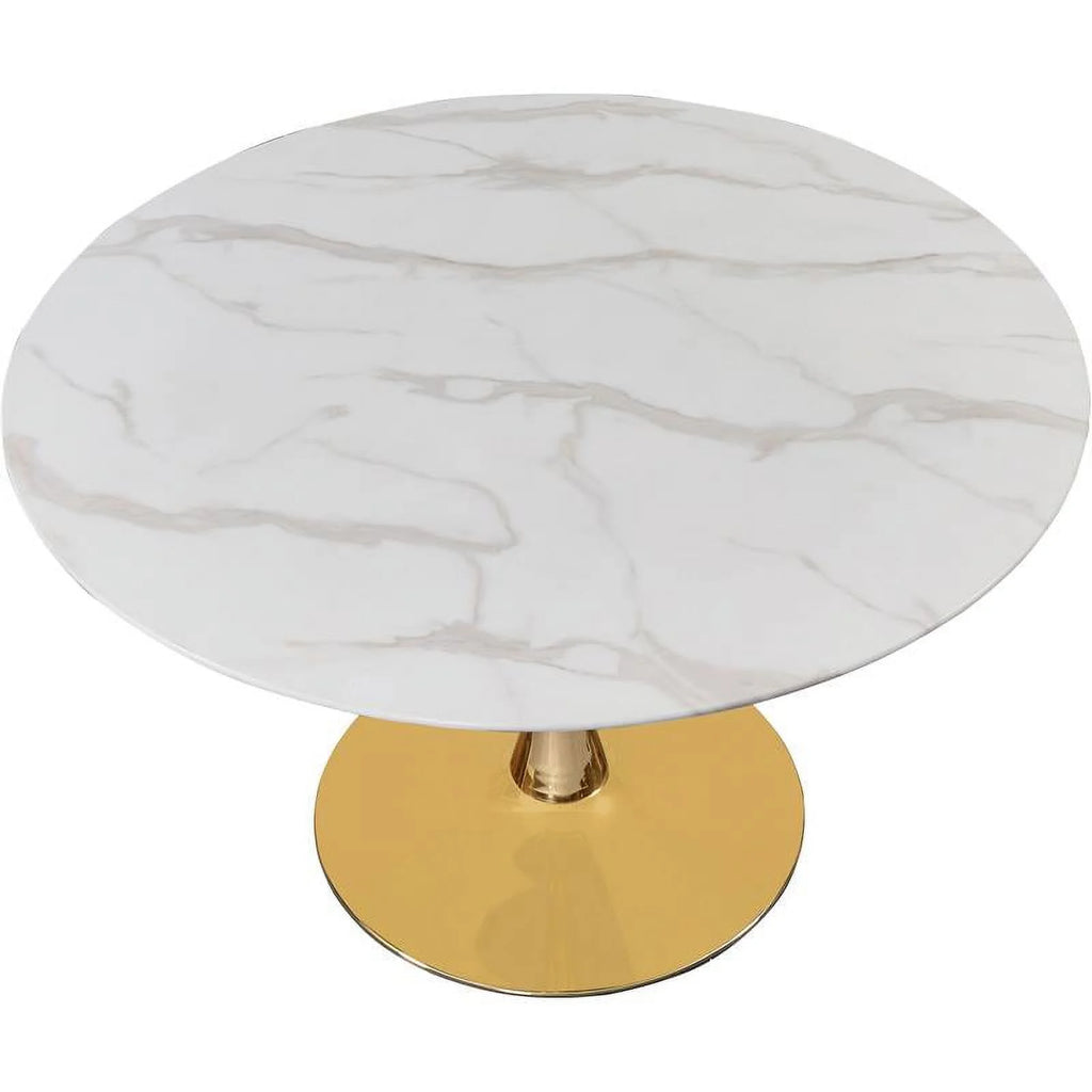 Gold Base Faux Marble Top Dining Table G330