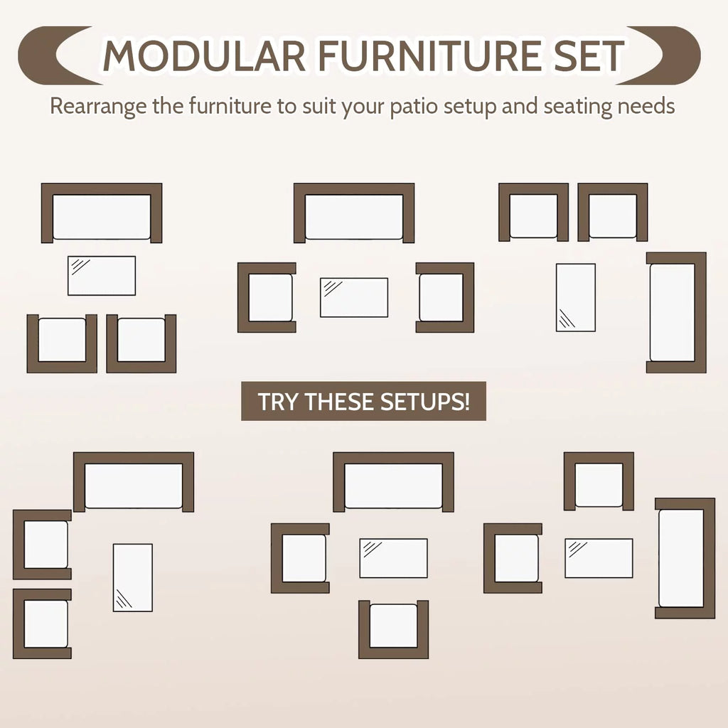 4 Piece Wicker Patio Conversation Furniture Set with Glass-Top Coffee Table & Gray Cushions H7828