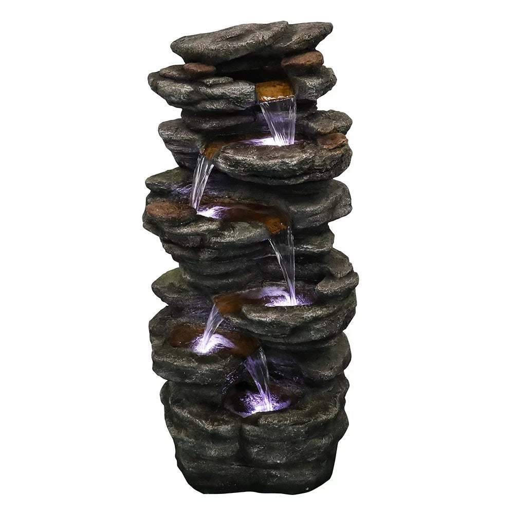 40inches High Outdoor Cascading Waterfall with LED Lights X3105