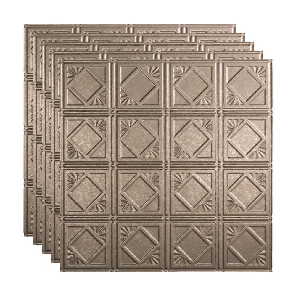 4 Decorative Vinyl Lay in Ceiling Tile in Galvanized Steel (5 Pack) G205