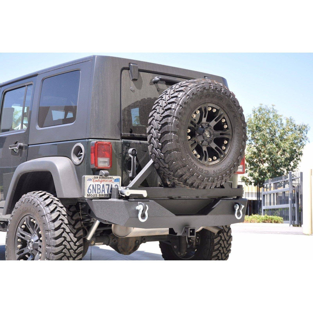Black Rear Bumper with Tire Carrier W6299