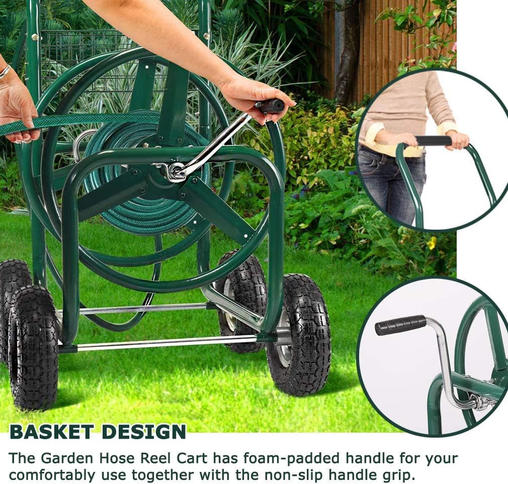 Garden Water Hose Reel Cart with 300FT Hose D4172