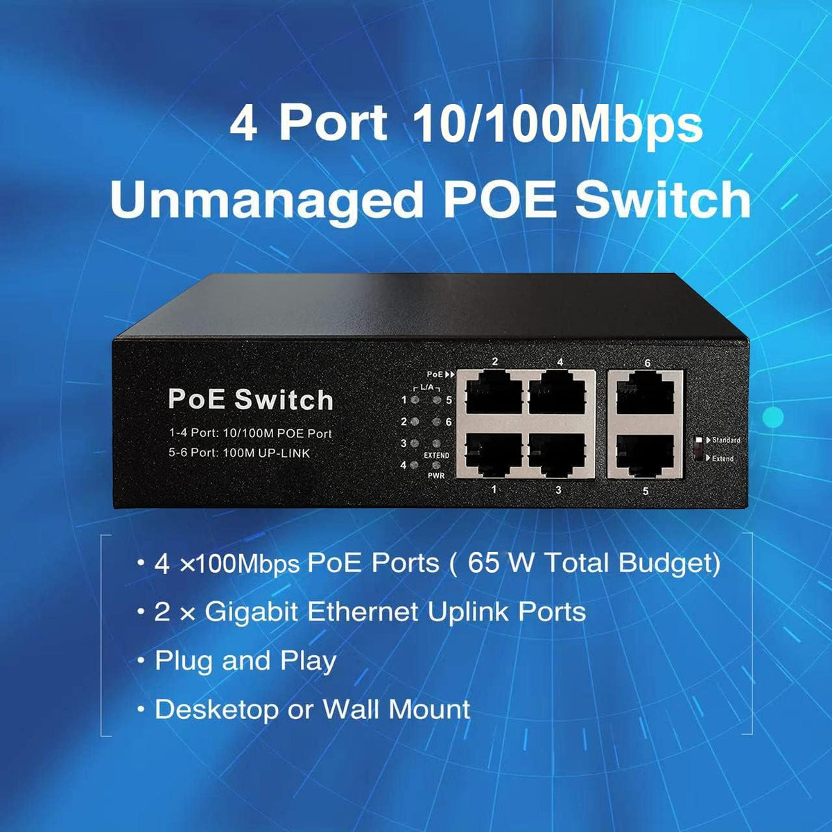 4 Port Gigabit PoE Switch Unmanaged V881240