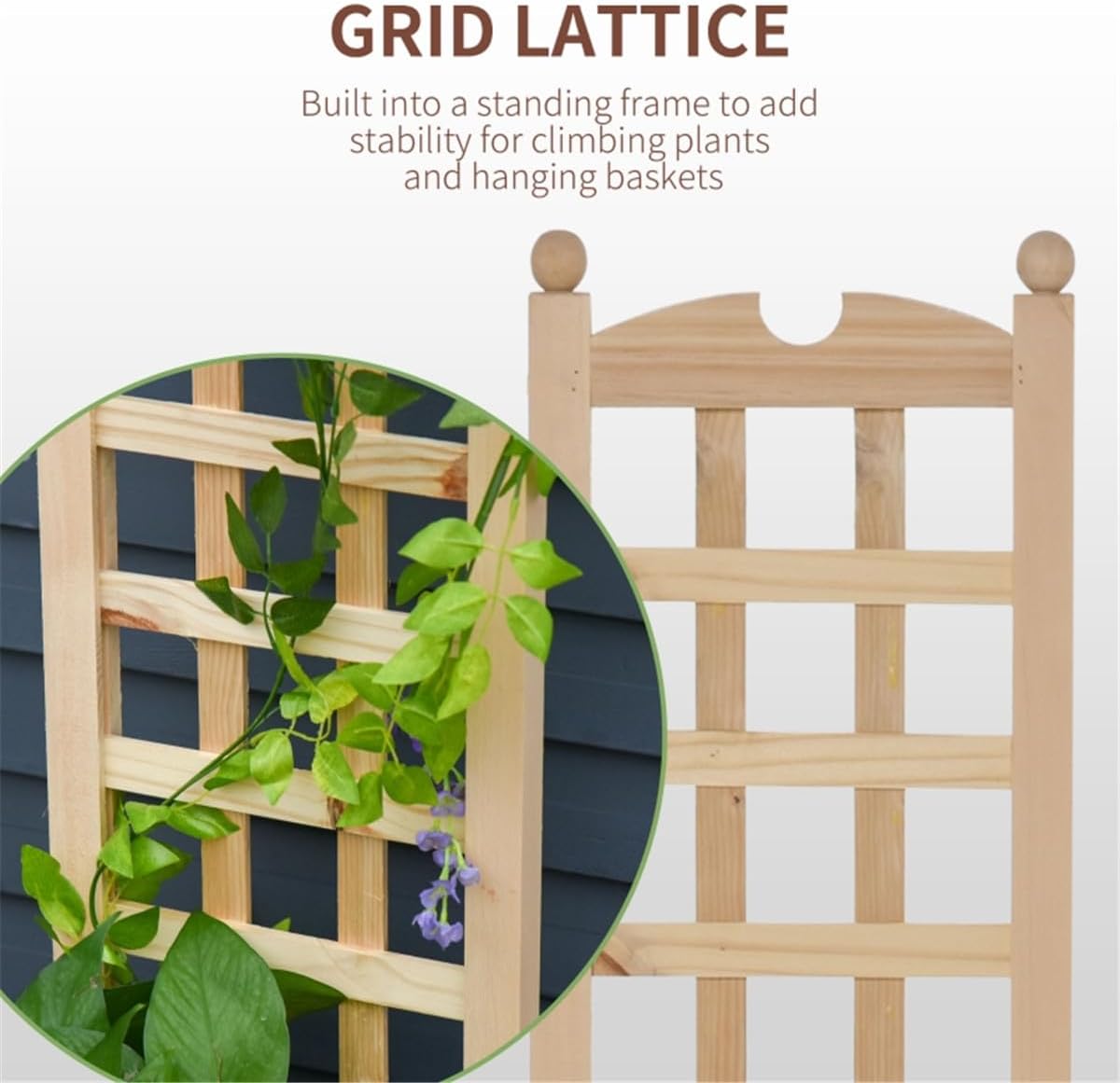 Raised Garden Bed Wood Planter with Trellis J78138