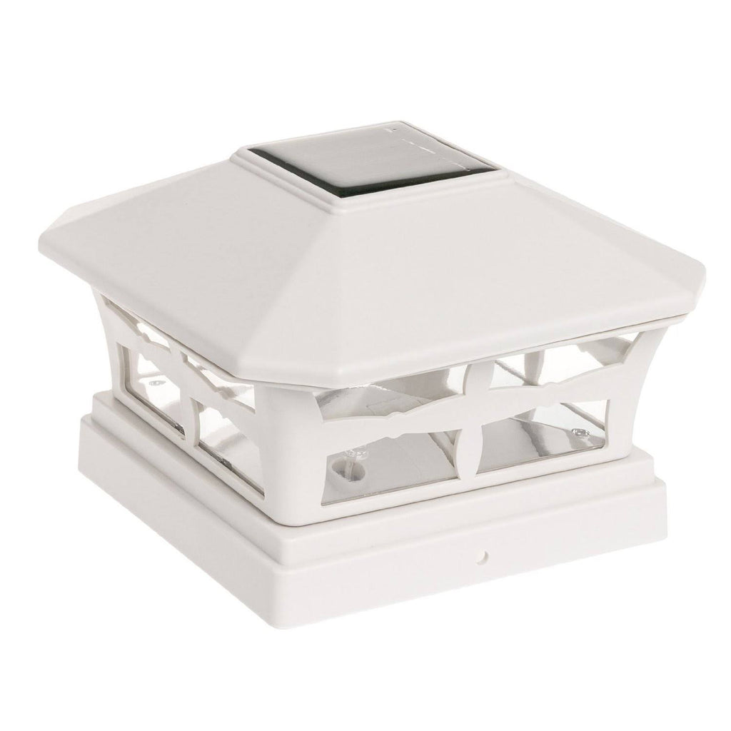 6 Pack White Solar Powered Post Cap Light V28855