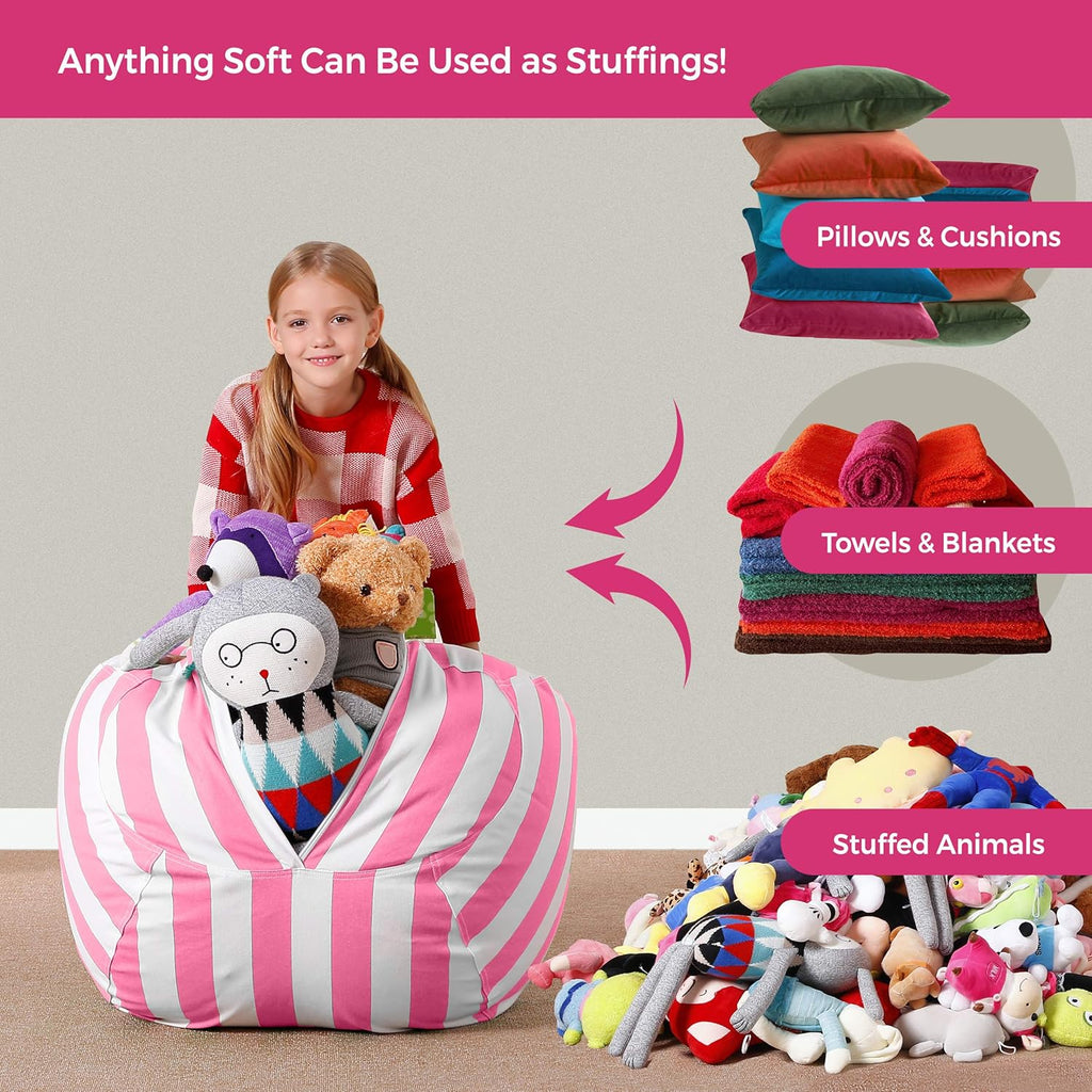 Medium Canvas Stripes Pink/White Beanbag Cover H1350