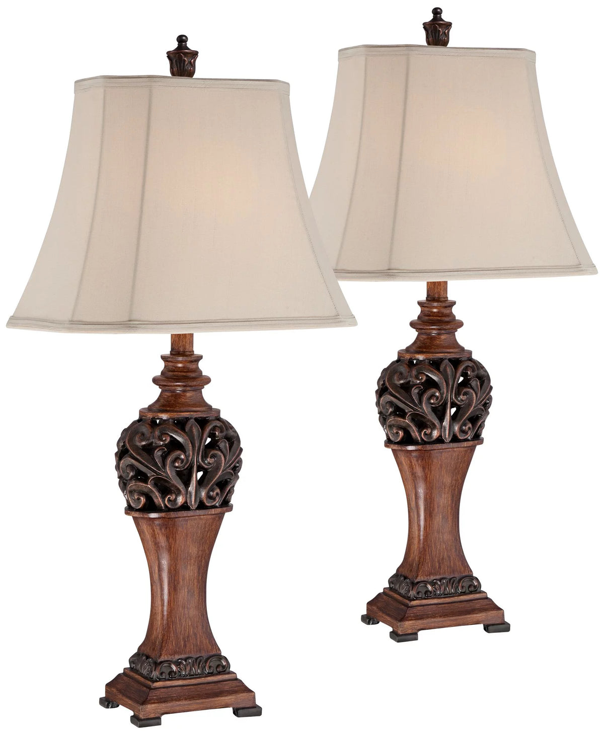 Set of 2 Bronze Cream Table Lamps G7976