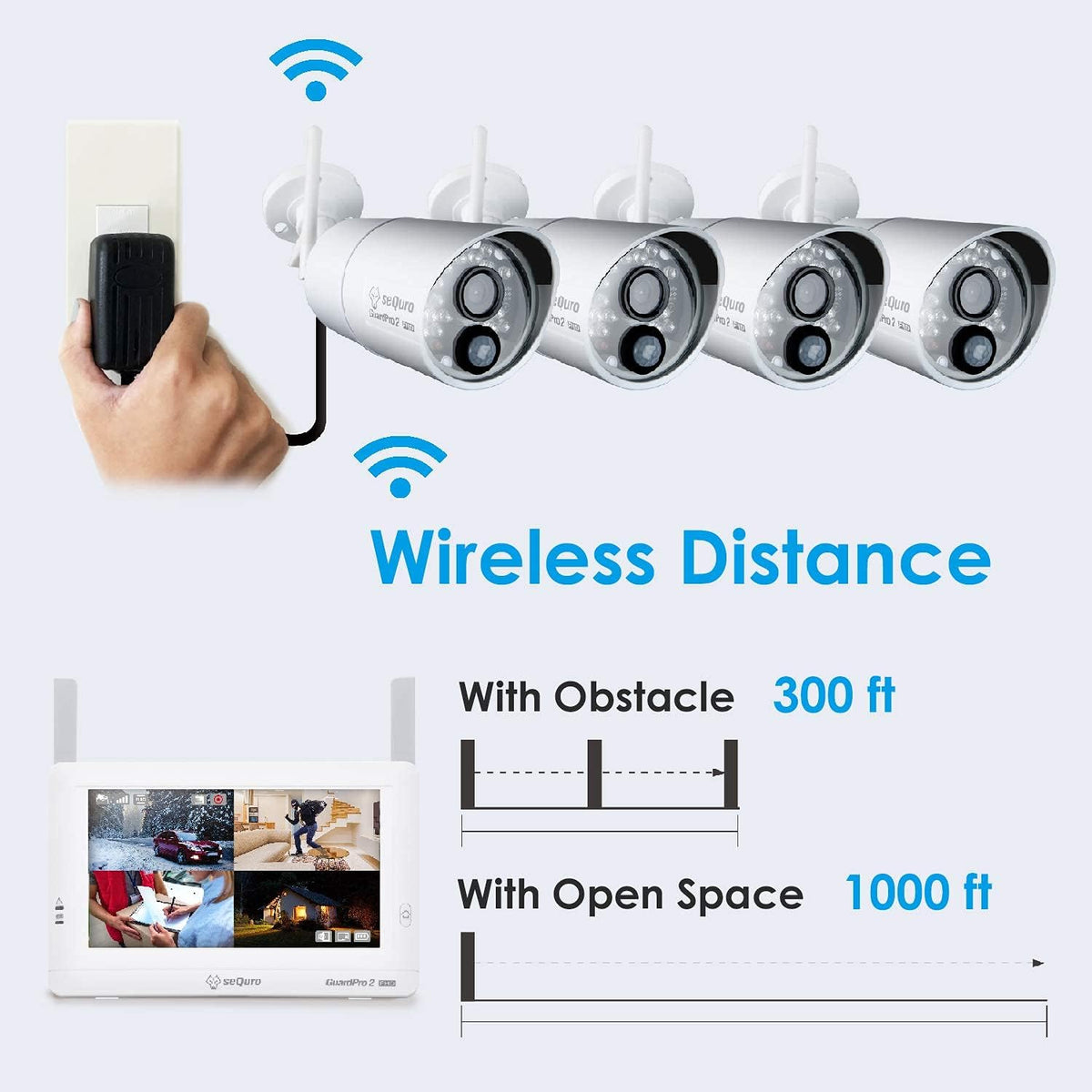 Wireless Security Camera System with Monitor, 1080P Night Vision T6327
