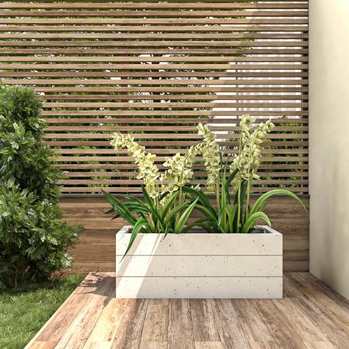 Rectangular Fiberstone and Clay Planter with Drainage Holes (Brown) C245136