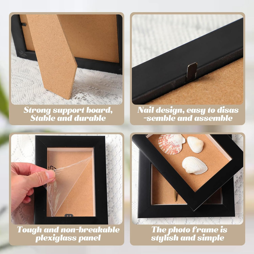 6 Pcs Black Wood Shadow Box Frame Set J38167