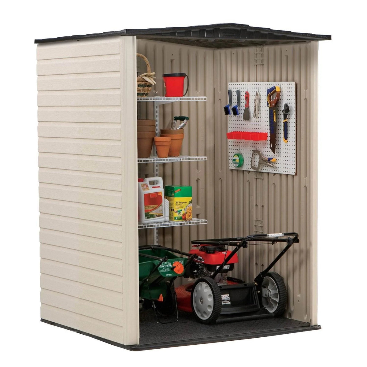 Medium Vertical Storage Shed, Resin, Beige, 72" H x 53.2" W x 57" L V7722