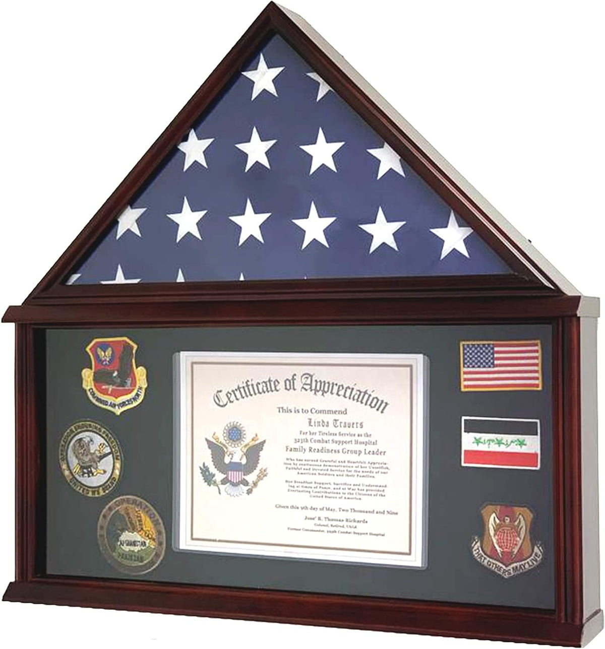 Large Solid Wood Flag Display Case G970