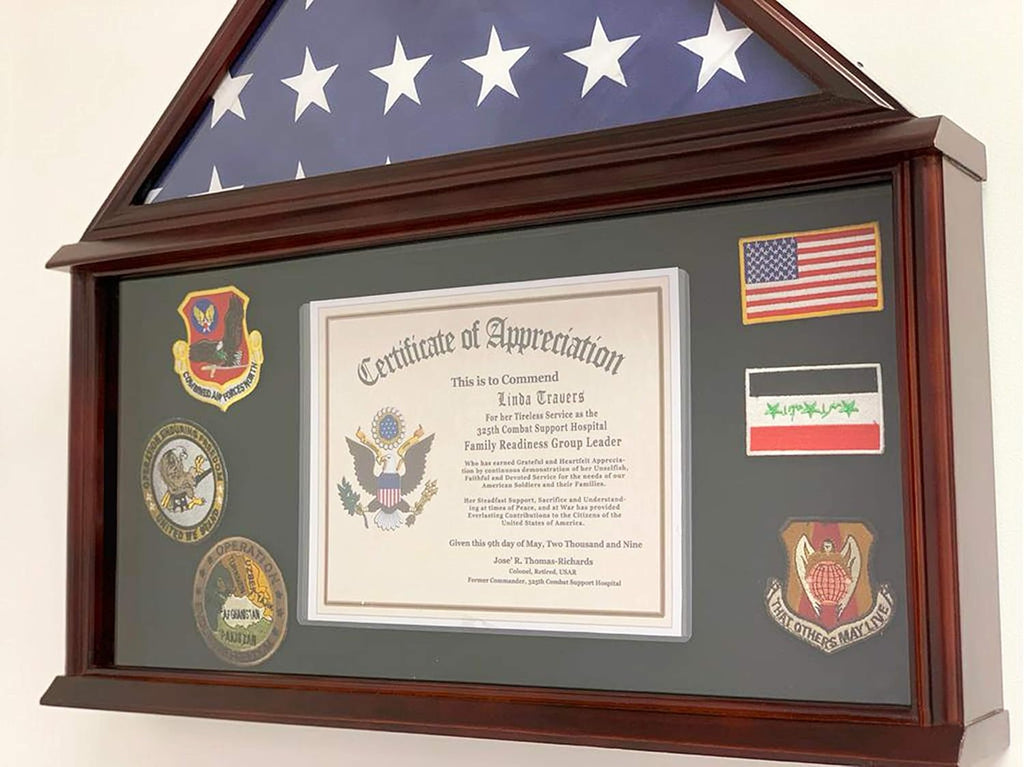 Large Solid Wood Flag Display Case G970