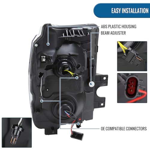 Black Dual Projector Headlights Assembly Pair E265416